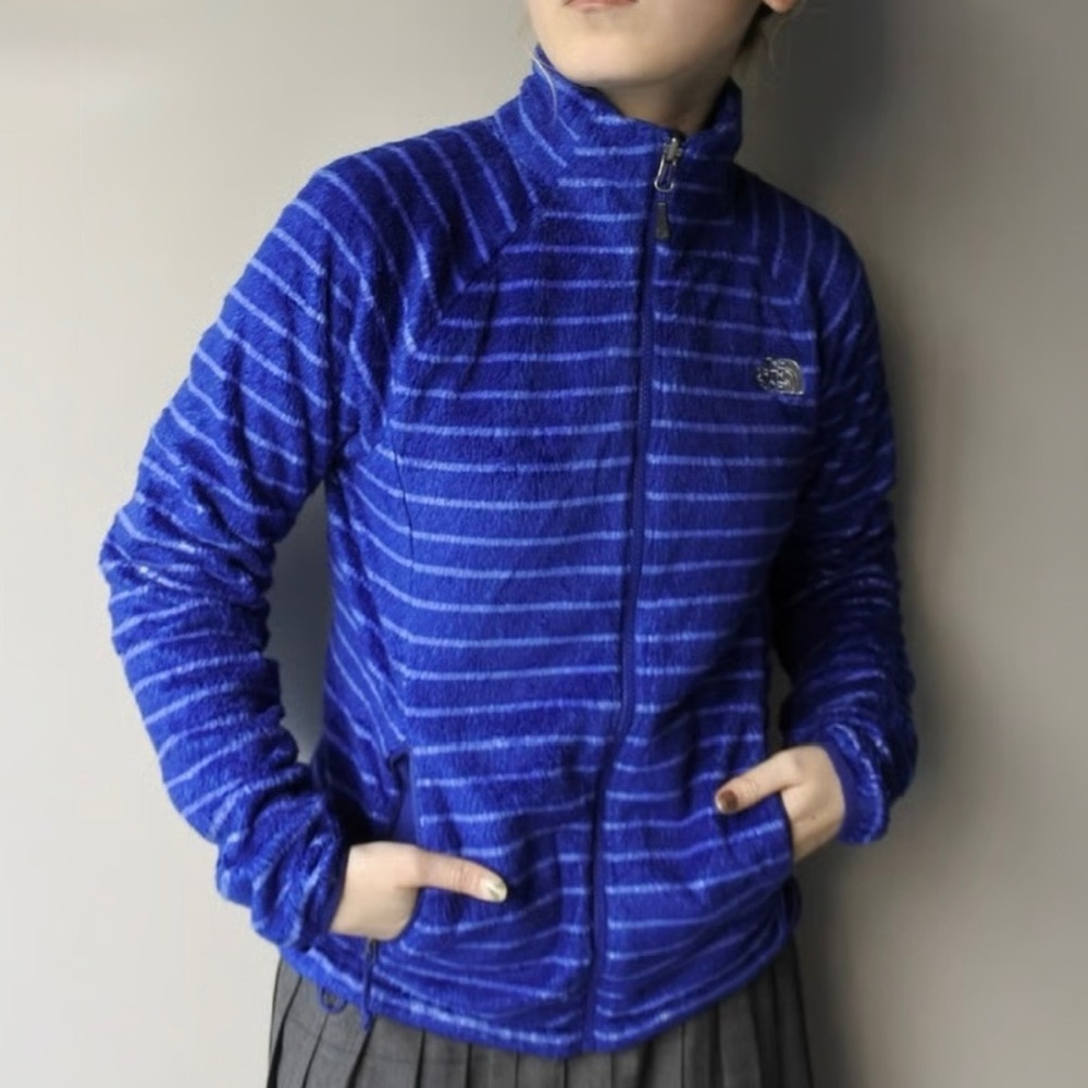The North Face, striped fuzzy jacket